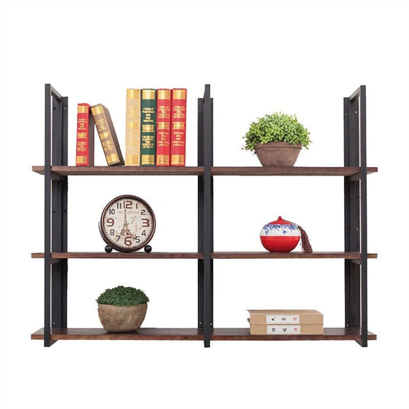 Cheap warm van industrial vintage 36 in wood iron floating storage shelves hanging shelf wall mounted bookcase living room bedroom diy wall rack