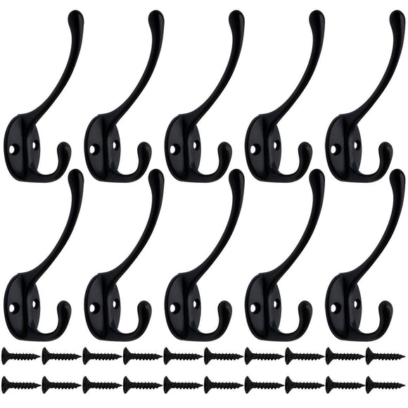 10 Pack Heavy Duty Dual Coat Hooks