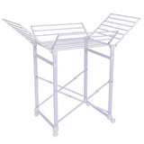 Discover the tangkula folding drying rack laudry shelf heavy duty clothes hanging rack with wheels white 002