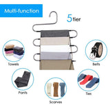 Featured ffhl pants hangers s type 5 layers non slip with silicone stainless steel rack for dress jeans slacks towels scarfs ties multi clothes cascading 80 space saver 14 17 x 14 96ins4 pack 1