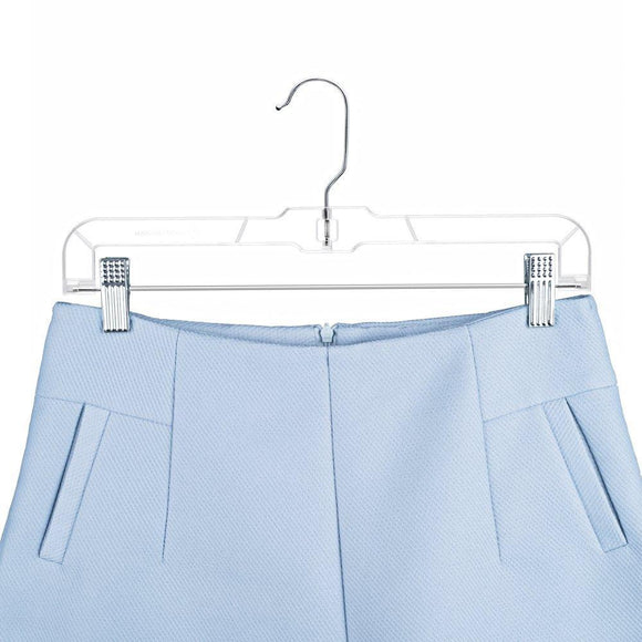 Save house day 100 pack 14 inch clear plastic skirt hangers with clips skirt hangers clip hangers for pants trouser bulk plastic pants hangers