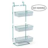 Home nex over the door basket organizer 3 tier mesh basket hanging storage unit over door pantry rack organizer aqua blue