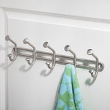 Great interdesign forma wall mount storage rack hanging hooks for jackets coats hats and scarves 5 dual hooks brushed stainless steel