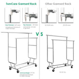 Buy now tomcare garment rack double clothes racks ajustable clothing rack extensible clothes hanging rack commercial grade garment rolling racks for hanging heavy duty stainless steel garment rack on wheels