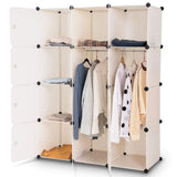 Products tangkula closet portable diy plastic stackable customizable bedroom dom dresser clothes closet wardrobe armoire organizing shelf cube storage with doors organizer closet 6 cubes 2 hanging sections