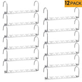 Discover the meetu space saving hangers wonder multifunctional clothes hangers stainless steel 6x2 slots magic hanger cascading hanger updated hook design closet organizer hanger pack of 12