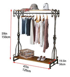 Shop qianniu industrial clothing rack display commercial grade heavy duty garment rack with shelves vintage steampunk hat rack shoes rack cloth hanger 47