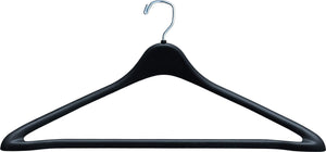 Save the great american hanger company heavy duty black plastic suit hanger with fixed bar box of 100 sturdy 1 2 inch thick coat hangers with square topped chrome swivel hook