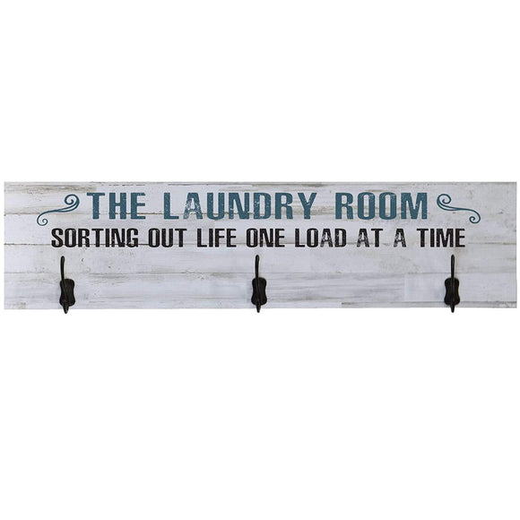 Laundry Room Wash Dry Fold Repeat Coat Rack Wall Sign