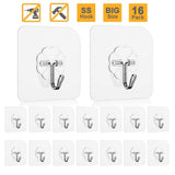 Purchase adhesive hooks key hooks coat hooks heavy duty wall hooks stainless steel waterproof wall hangers for robe coat towel keys bags home kitchen bathroom 16 pack