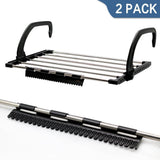 Discover the candumy folding laundry towel drying rack balcony windowsill fence guardrail corridor stainless steel retractable clothes hanging racks with clips for drying socks set of 2