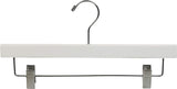 Best white wooden pant hanger with adjustable cushion clips flat wood bottom hangers with chrome swivel hook set of 100 by the great american hanger company