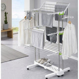 Storage newerlives br505 3 tier collapsible clothes drying rack with casters stainless steel hanging rods indoor outdoor use