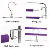 Latest clothes pants hangers 2pack multi layers metal pant slack hangers foam padded swing arm pants hangers closet storage organizer for pants jeans scarf hanging purple 4pack