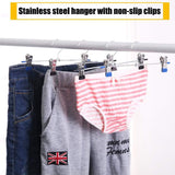 Top rated clothes hangers stainless steel with non slip clips hangers for pants metal skirt hangers heavy duty slack hangers adjustable clips resistant plated for skirt clothes jeans shorts trousers 20 pack