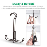 Storage organizer tomcare metal purse organizer stackable purse hanger handbag organizer sturdy bag organizer purse holder rack hanging closet organizer for purses handbags backpacks bags totes 6 pack bronze