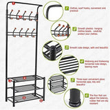 Buy now world pride metal multi purpose clothes coat stand shoes rack umbrella stand with 18 hanging hooks max load capicity up to 67 5kg 148 8lb 26 7 x 12 2 x 74 black