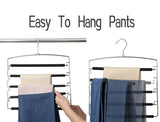 Amazon best meetu pants hangers 5 layers stainless steel non slip foam padded swing arm space saving clothes slack hangers closet storage organizer for pants jeans trousers skirts scarf ties towelspack of 5