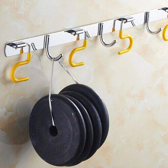 Discover the best exttlliy 304 stainless steel broom holder organizer multifunctional s style wall mount mop storage hanger racks 4 positions hooks