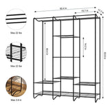 Buy langria large free standing closet garment rack made of sturdy iron with spacious storage space 8 shelves clothes hanging rods heavy duty clothes organizer for bedroom entryway black