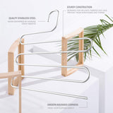 Buy now larnn 6 pack s shape stainless steel hanger with 5 layers storage rack for clothes