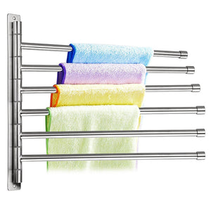 Budget sumnacon wall mounted swing towel bar silver stainless steel bath towel rod arm bathroom kitchen swivel towel rack hanger holder organizer folding space saver towel rail 6 bar