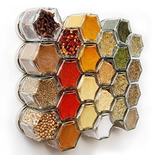 Storage organizer gneiss spice everything spice kit 24 magnetic jars filled with standard organic spices hanging magnetic spice rack small jars silver lids