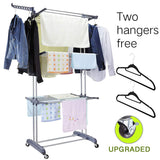 Buy 3 tier rolling clothes drying rack clothes garment rack laundry rack with foldable wings shape indoor outdoor standing rack stainless steel hanging rods gray electroplate gray