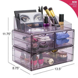 Heavy duty sorbus acrylic cosmetics makeup and jewelry storage case x large display sets interlocking scoop drawers to create your own specially designed makeup counter stackable and interchangeable purple