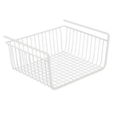 Storage organizer mdesign household metal under shelf hanging storage bin basket with open front for organizing kitchen cabinets cupboards pantries shelves large 2 pack white