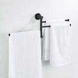 Heavy duty towel rack bathroom swivel towel bar 3 multi fold able arms rotation organizer swing towel shelf space saving hanger kitchen hand towel holder wall mount stainless rubber matte black marmolux