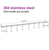 Discover the kitchen utensil hanger rail wit 8 hooks sagmoc 24 inch utensil hanger rack wall mounted for pot pan kitchen tools ideal kitchen hanging organization 304 stainless steel brushed nickel