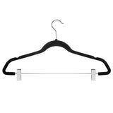 Budget zober premium quality space saving velvet pants hangers strong and durable with metal clips 360 degree chrome swivel hook ultra thin non slip skirt hangers with notches 20 pack black