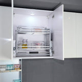 Pull Down Two Tier Shelf Shelves Cabinet for 600mm Width Cupboards Steel Wall Unit Storage Organizer System Kitchen