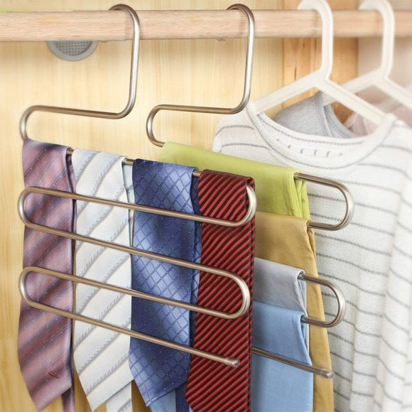 Order now s type 5 layer stainless steel hanger with multi purpose for pants cloths tie scarf 6 pieces