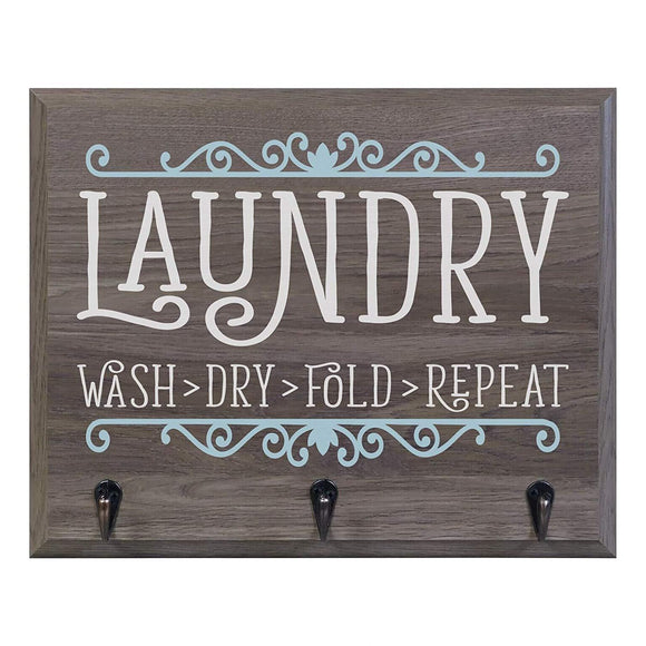 Wash Dry Fold Repeat Laundry Room Coat Rack Wall Sign
