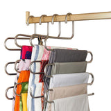 Select nice eityilla s type clothes pants hangers stainless steel space saving hangers 5 layers closet storage organizer for jeans trousers tie belt scarf 6 pieces