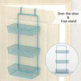 Kitchen nex over the door basket organizer 3 tier mesh basket hanging storage unit over door pantry rack organizer aqua blue