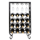 Budget friendly smartxchoices 16 bottle wine rack table top with glass hanger wine bottle holder solid metal floor free standing wine organizer shelf side table for cabinet kitchen