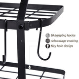 Products vdomus shelf pot rack wall mounted pan hanging racks 2 tire black