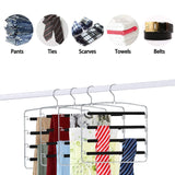 Storage organizer homeideas pack of 4 non slip pants hangers stainless steel slack hangers space saving clothes hangers closet organizer with foam padded swing arm multi layers rotatable hook 1