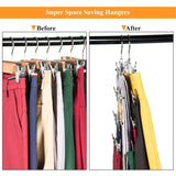 Get frezon pants hangers space saving skirt hangers with clips metal trouser clip hangers four tier heavy duty ultra thin with 360 degree chrome swivel hook 5 pack