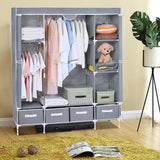 Save on portable clothes closet canvas wardrobe closet huge free standing clothes organizer storage with hanging rod dust proof cover 67x58x17 7 inch