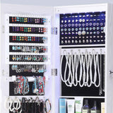 Online shopping gissar full length mirror jewelry cabinet 6 leds jewelry armoire wall mounted over the door hanging jewelry organizer storage with lights lockable white