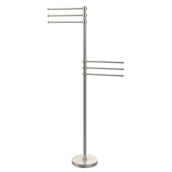 Allied Brass TS-50-SN 49-Inch Towel Stand with 6 12-Inch Arms, Satin Nickel