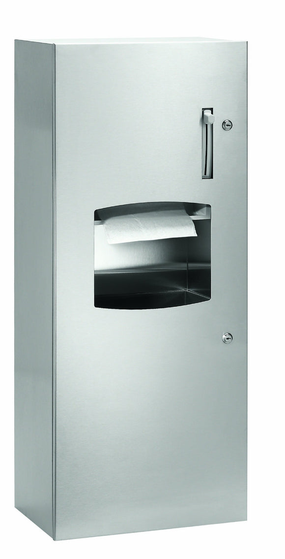 Bradley 2277-100000 Contemporary Stainless Steel Semi-Recessed Mounted Towel Dispenser/Waste Receptacle, 17-3/8