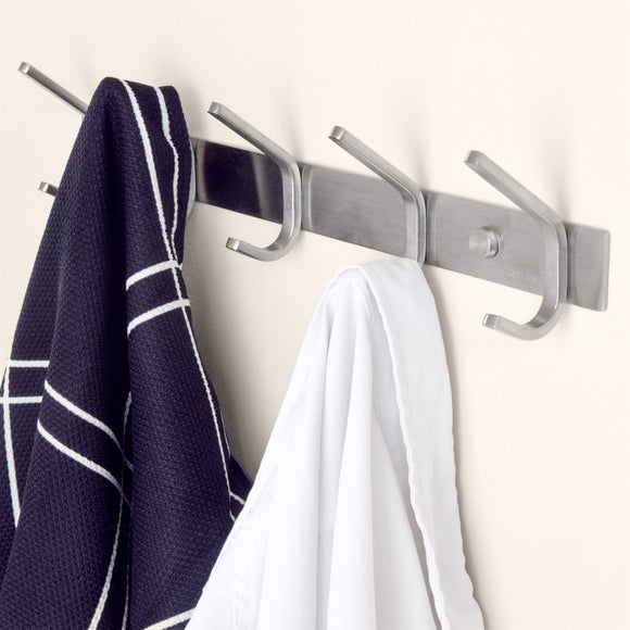 Coat Rack Hooks, Durable Stainless Steel Organizer Rack with Solid Steel Construction, Perfect for Towels/Robes/Clothes for Bathroom, Kitchen, Garage, 8 Hooks