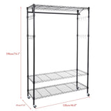 Organize with homdox 3 tiers big size heavy duty wire shelving unit garment rack with hanger bar wheels 2 pair side hooks black