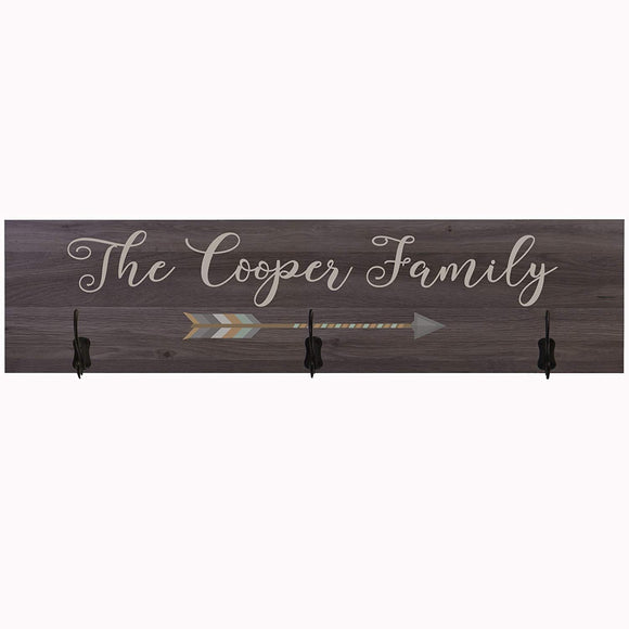 Personalized Coat Rack with Arrow Decoration Wall Sign