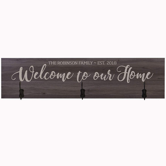 Personalized Welcome to Our Home Coat Rack Wall Sign